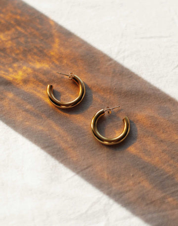 chunky eco brass hoops with silver posts