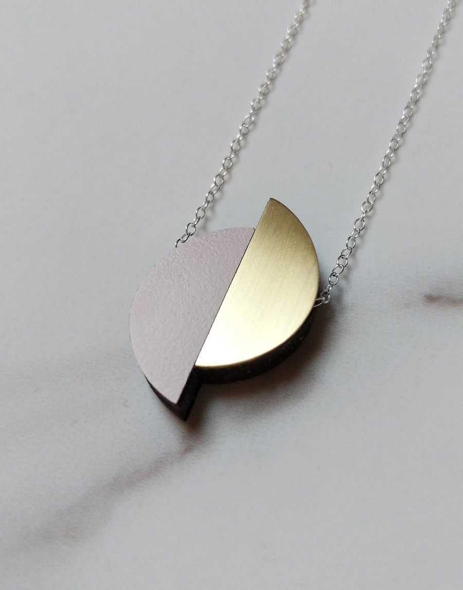 pink formica and brass necklace