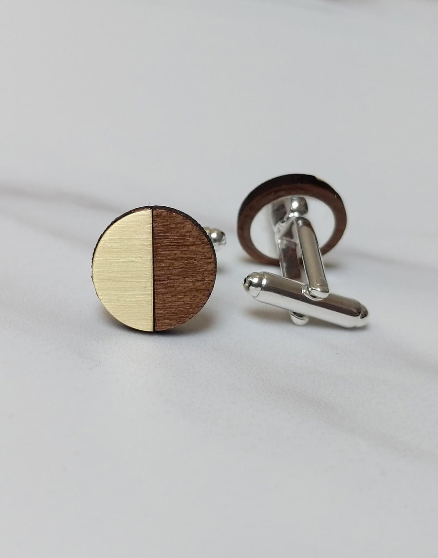 wooden cufflinks front and back